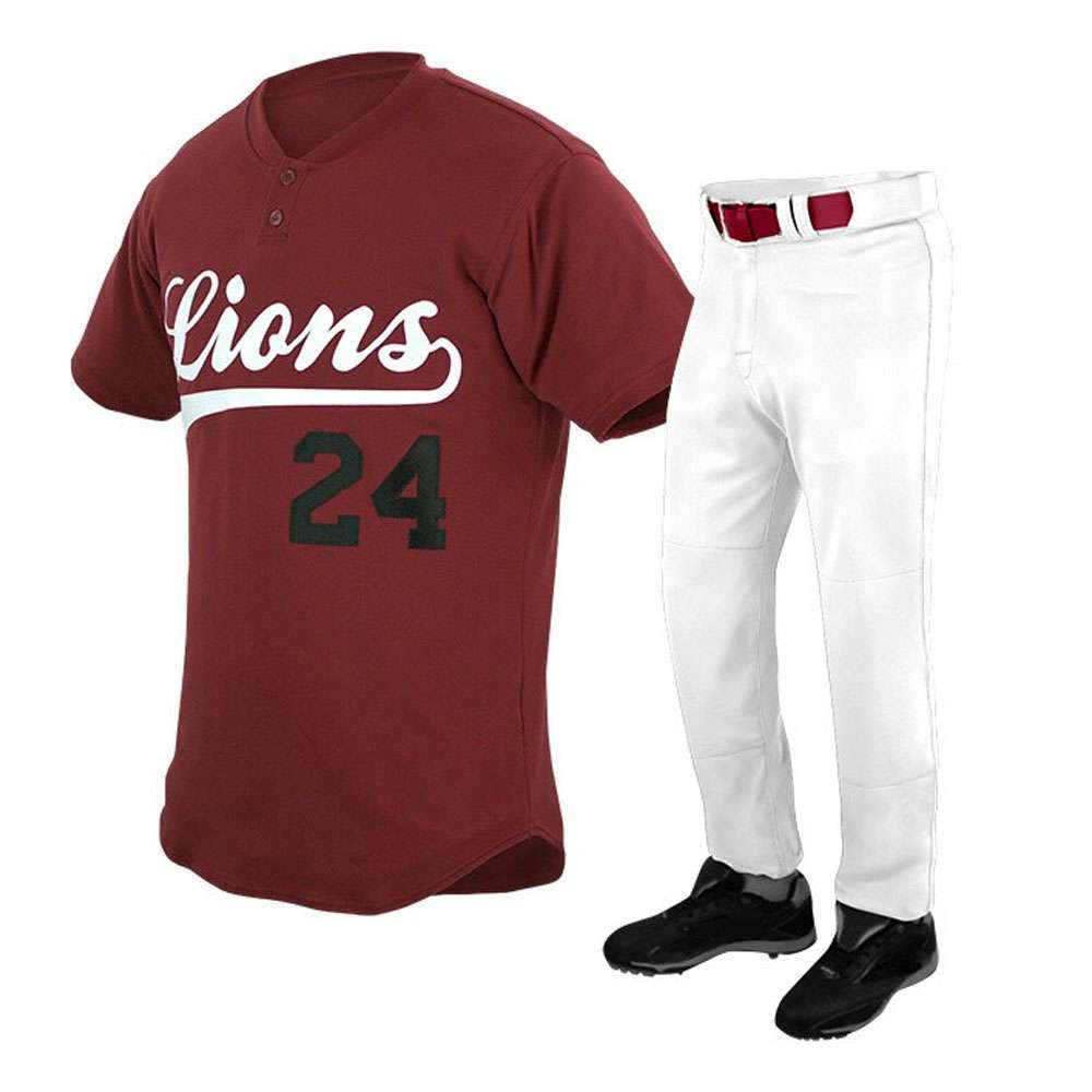 Maroon and White Baseball Uniform